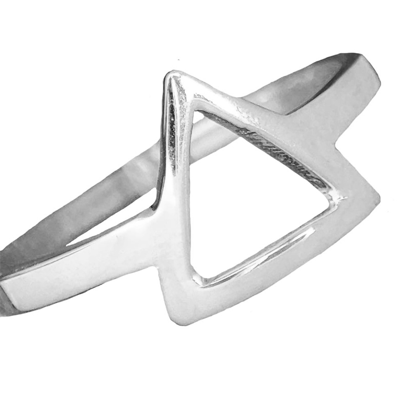 Jt Χειροποίητο ασημένιο δαχτυλίδι τρίγωνο Ασημί